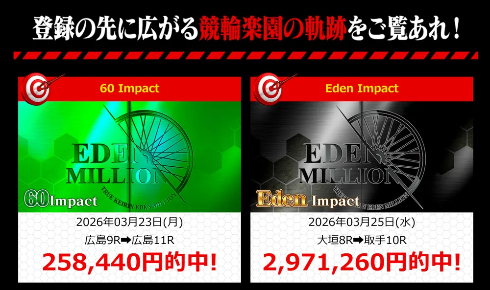 真競輪エデンミリオンの的中実績
